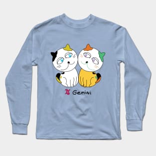 Gemini zodiac funny cat Long Sleeve T-Shirt